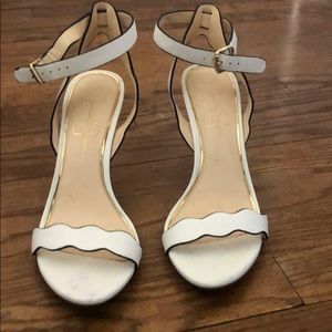 White heel sandals